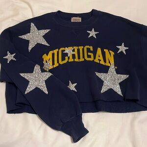University of Michigan Cropped Star Crewneck